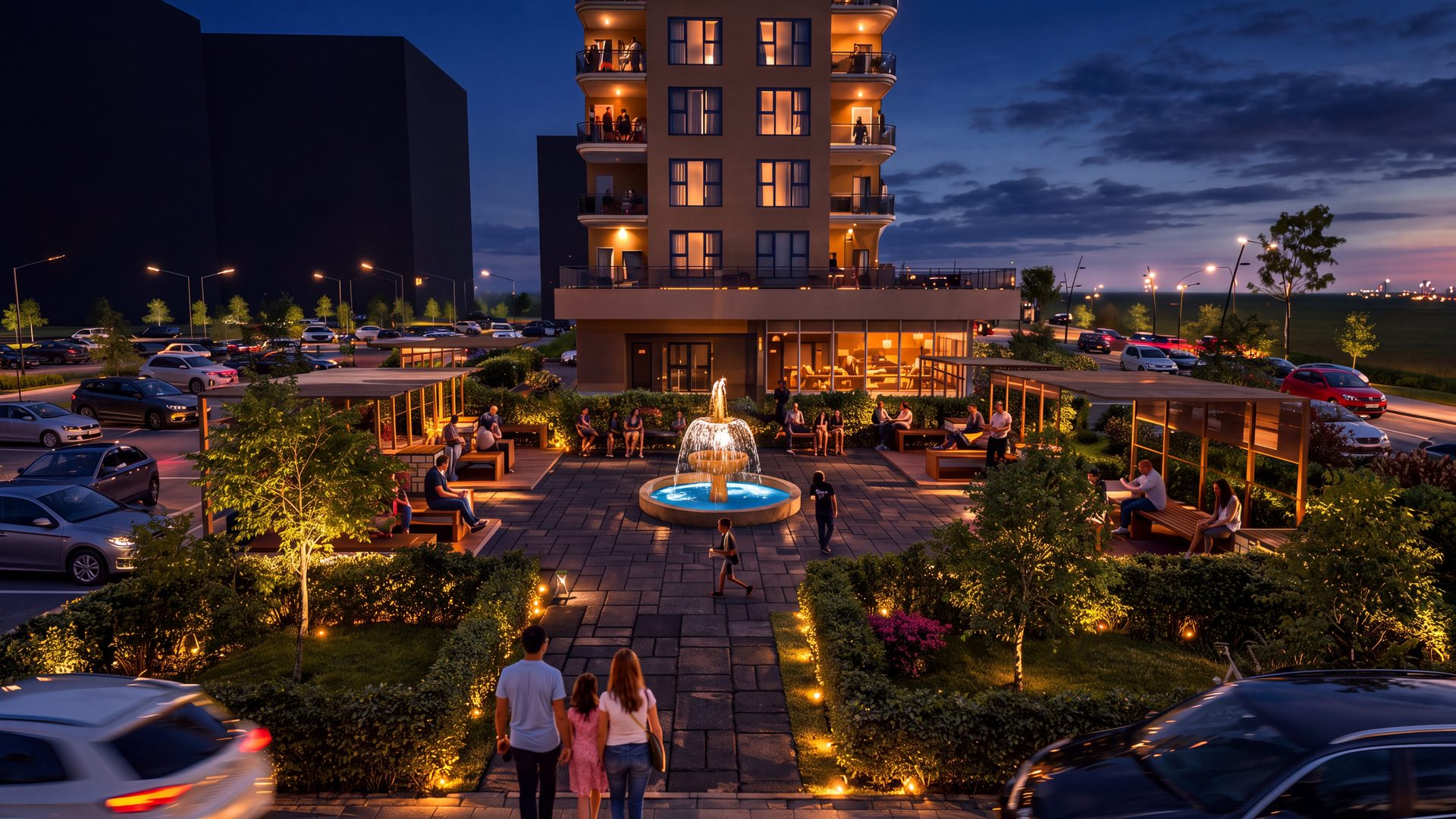 Aynı meydan, gece aydınlatmasıyla